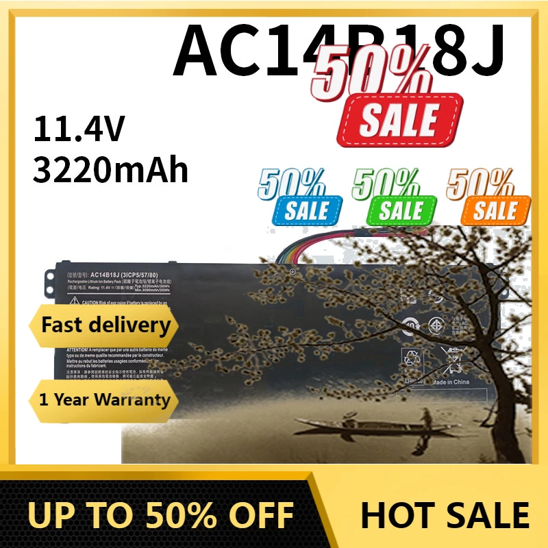 

【Fast Delivery】AC14B18J Laptop Battery For Acer Aspire E3-111 E3-112 E3-112M ES1-531 MS2394 B115-MP EX2519 N15Q3 N15W4 AC14B13J