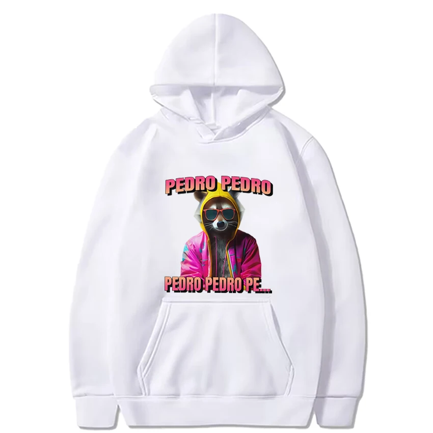 Hete Verkoop Pedro Wasbeer Vintage Kleurrijke Graphics Hoodie 2024 Heren Hiphop Casual Streetwear Unisex Fleece Tops Met Lange Mouwen