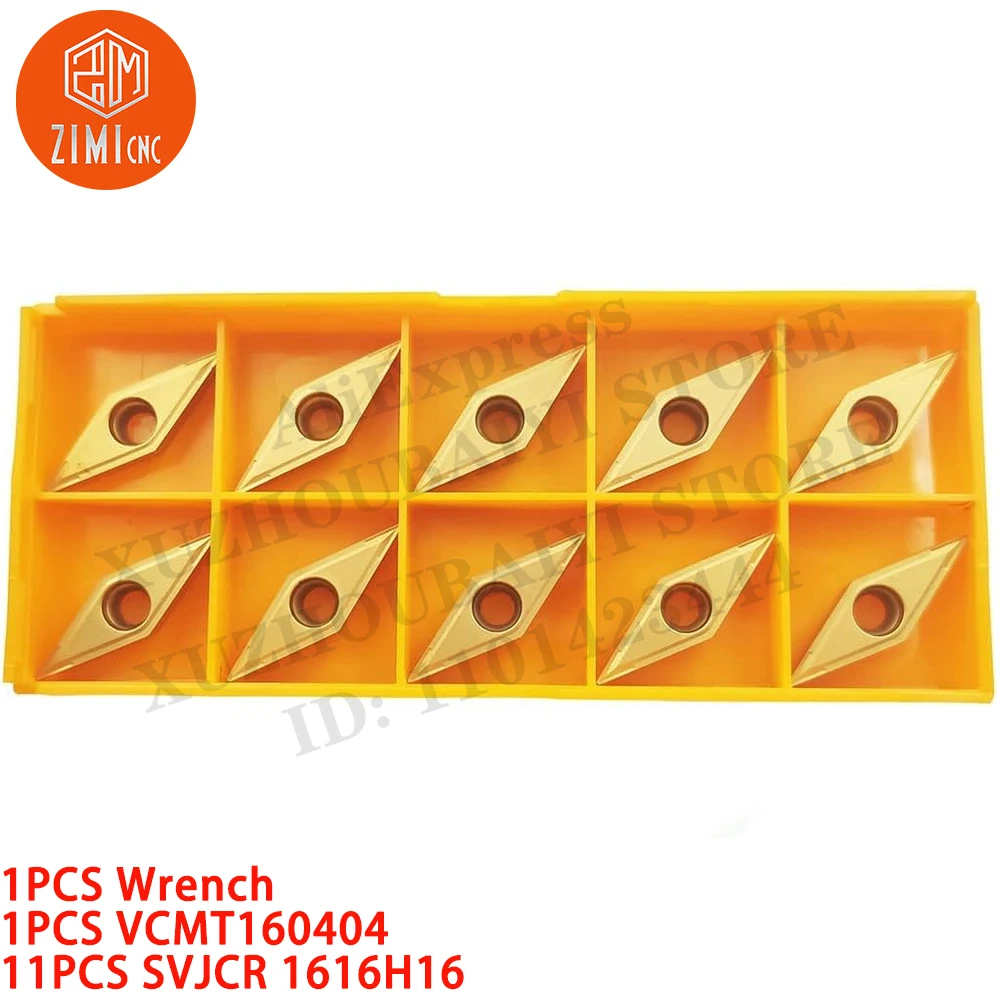 Imagem -05 - Peça Svjcr 1616h16 Metal Duro Indexável Suporte para Inserção de Ferramenta de Torneamento Torno Metálico Ferramentas de Corte Mais 11 Pcsvcmt160404 Pastilhas para Torneamento Cnc 1