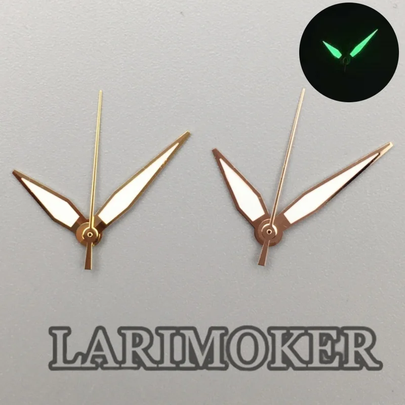 LARIMOKER Gold Rose Gold Edge GMT Watch Hands Needls Green Luminous Fit NH35 Watches Automatic Movement Accessories Parts