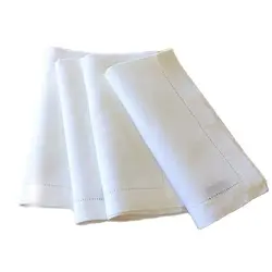 12 Pieces White Napkins Hemstitched Cocktail Napkin For Party Wedding Table Cloth Linen Napkins Fabric Cotton Dinner Napkin