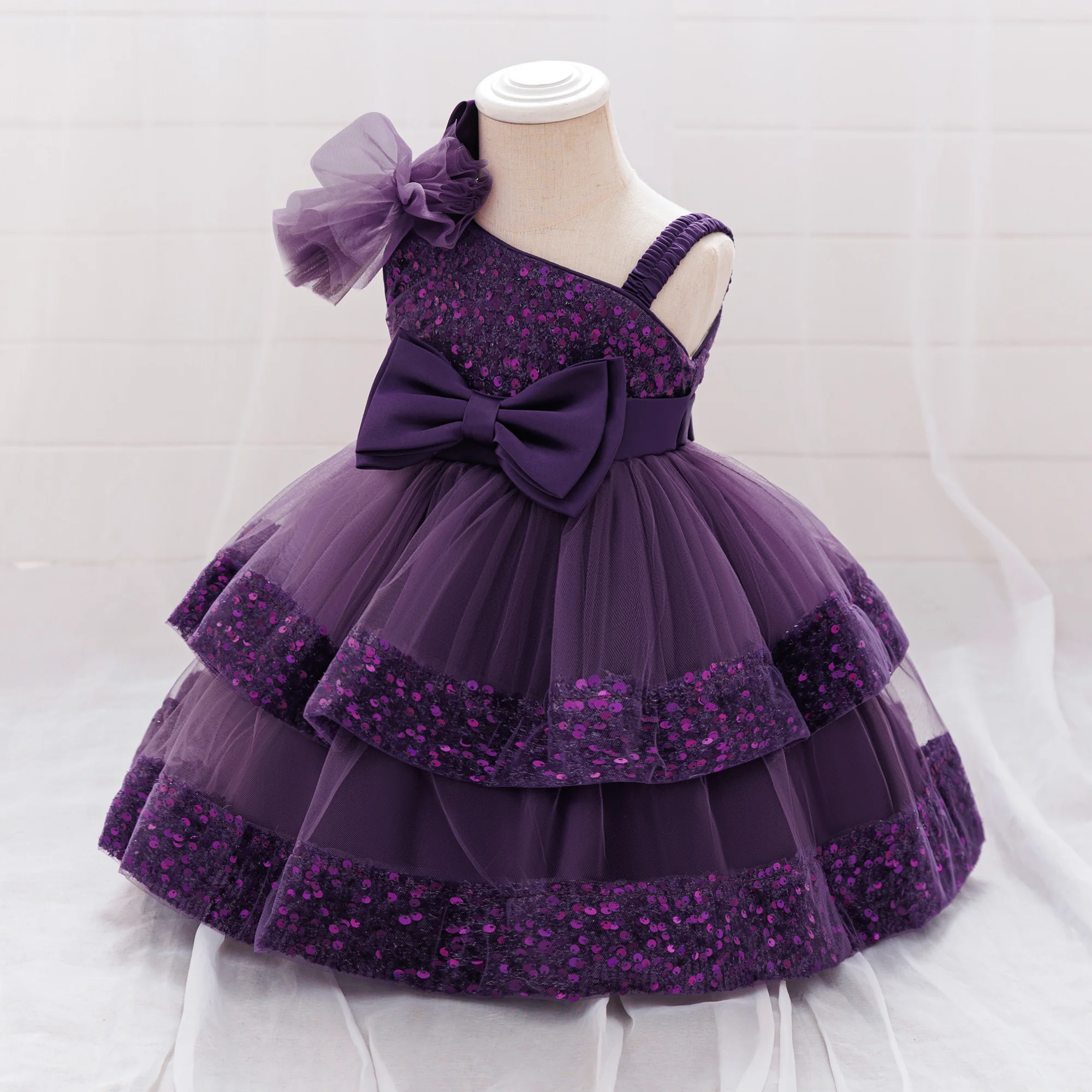 Kleinkind Halloween-Party Mädchenkleid Karneval Weihnachtskostüme Pailletten 1. Geburtstag Hochzeit Brautjungfer Prinzessin Baby Mädchenkleid – Detail 9