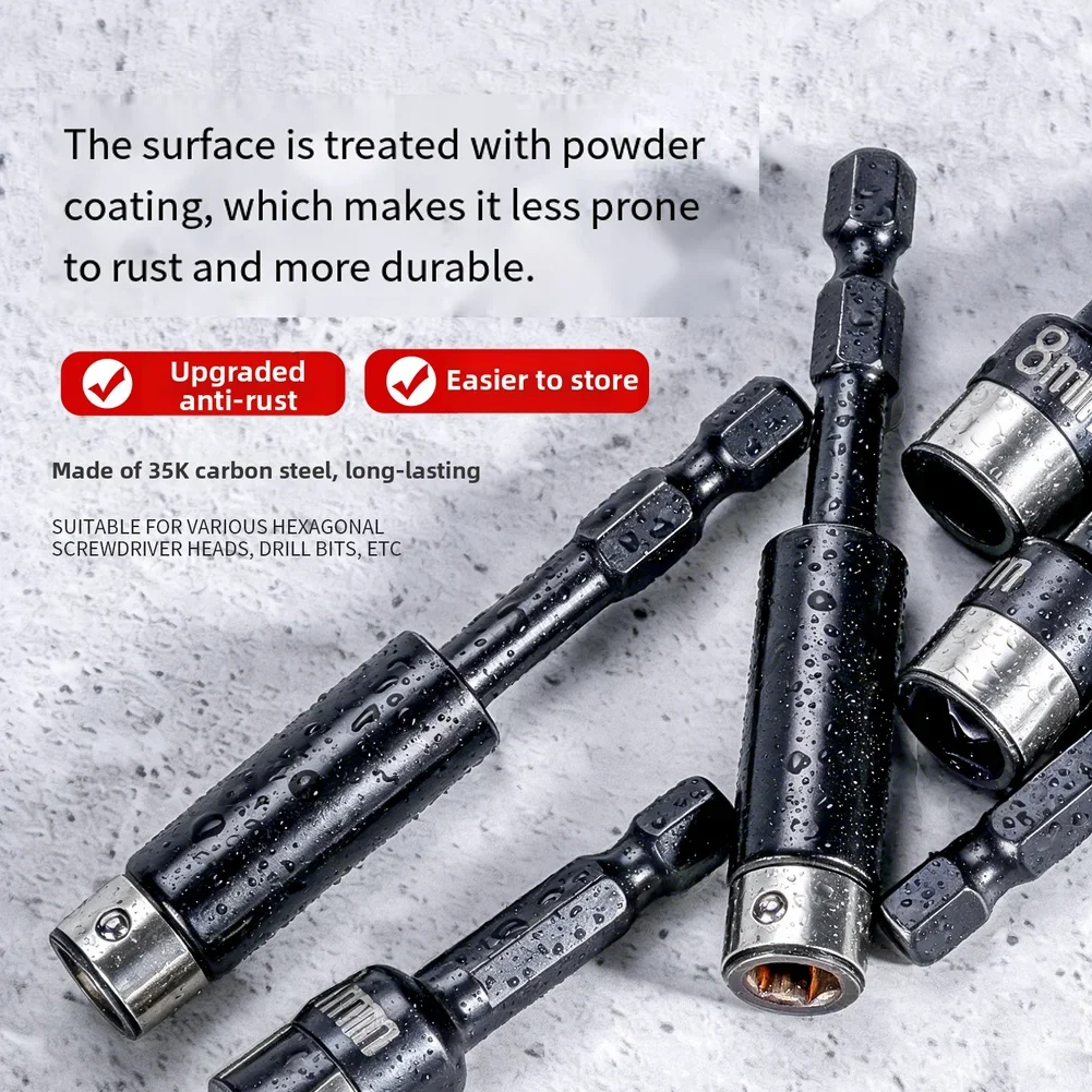 Magnetic Extended Hex Adapter for Screwdriver Bits Compatible with Multiple Hex Sizes Offering Fast Convenient Bit Changes