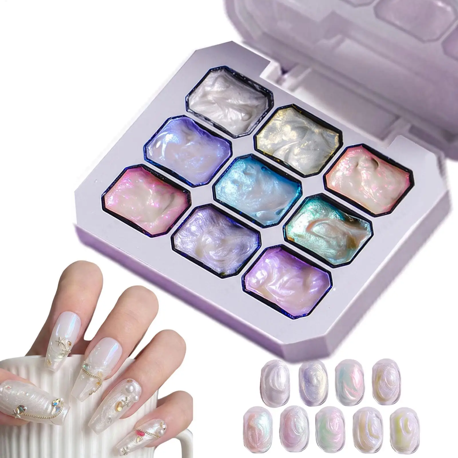 9 Colors Nail Patting Gel Set, Beginner Friendly Non-Flow Gradient Manicure Paint, Long-Lasting No-Chip Sponge Tap Gel Palette