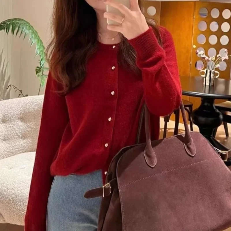 

Korea Thread Splicing Sweater Cardigan Women Autumn Winter Long Sleeved Knitted Sweater Button Loose O-neck Pullover Tops