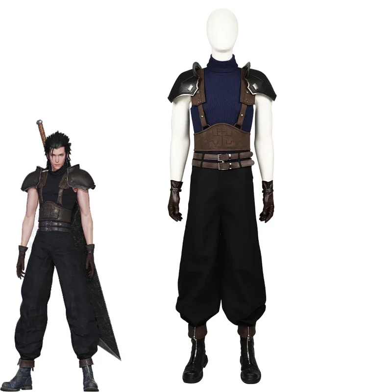 Game Final Fantasy VII Cosplay Zack Fair Costume Men's Top Pants With Accessory Suit Shoes Halloween Carnival Outfit