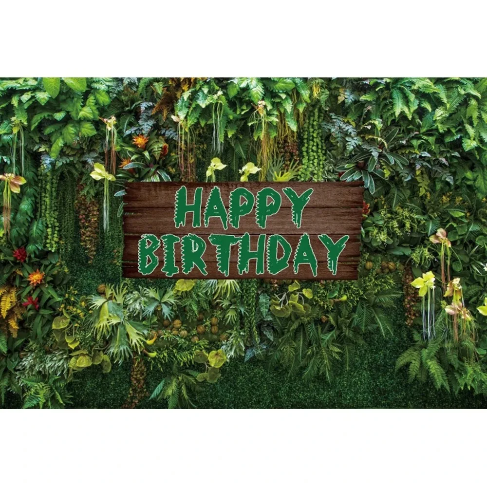 Jungle Safari Baby Birthday Party Backdrop Decor Custom Green Leaves Grass Baby Shower Wild One Summer Tropical Photo Background