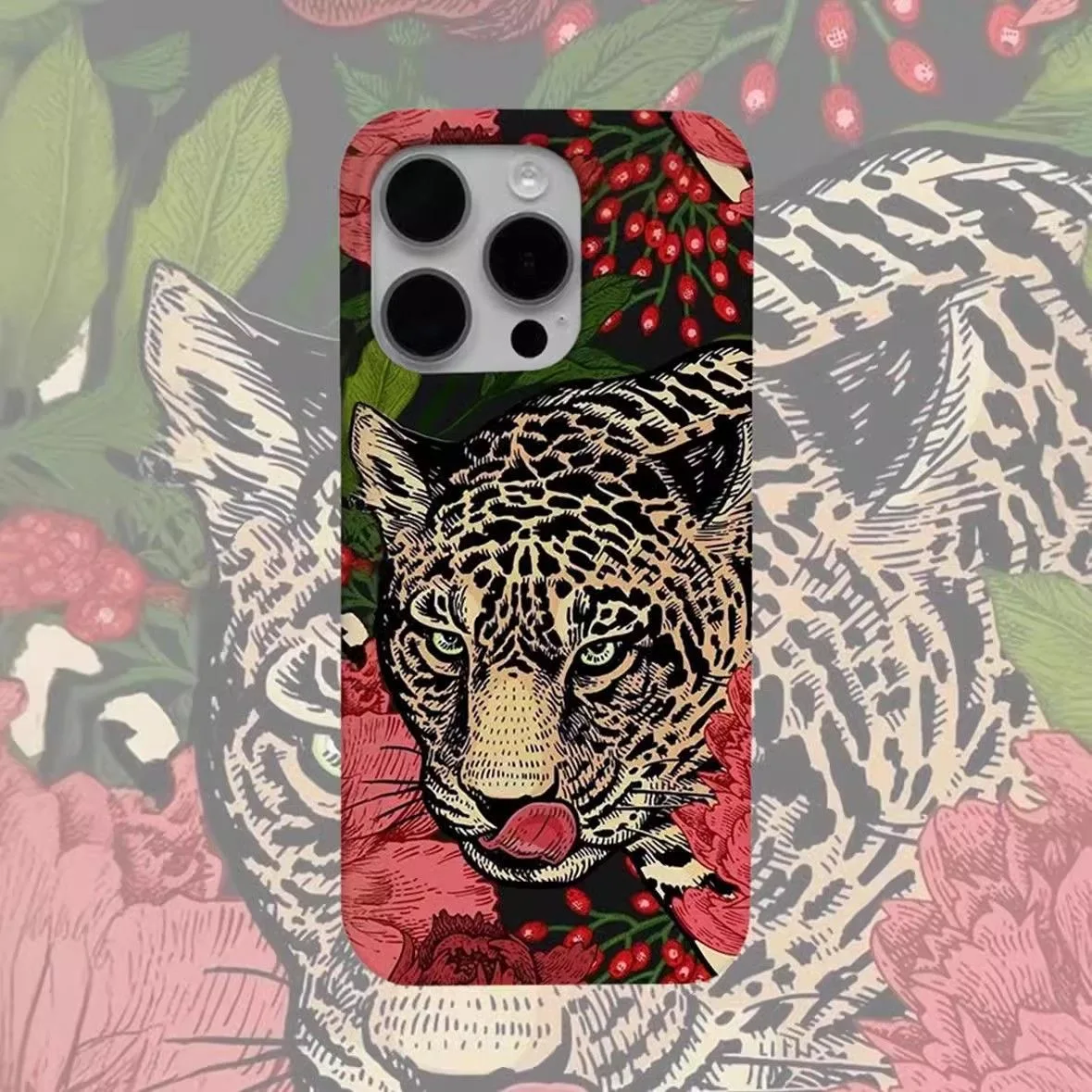 حافظة لهاتف آيفون 16 15 14 11 12 13 Pro Max Plus مزودة بالزهور والتوت