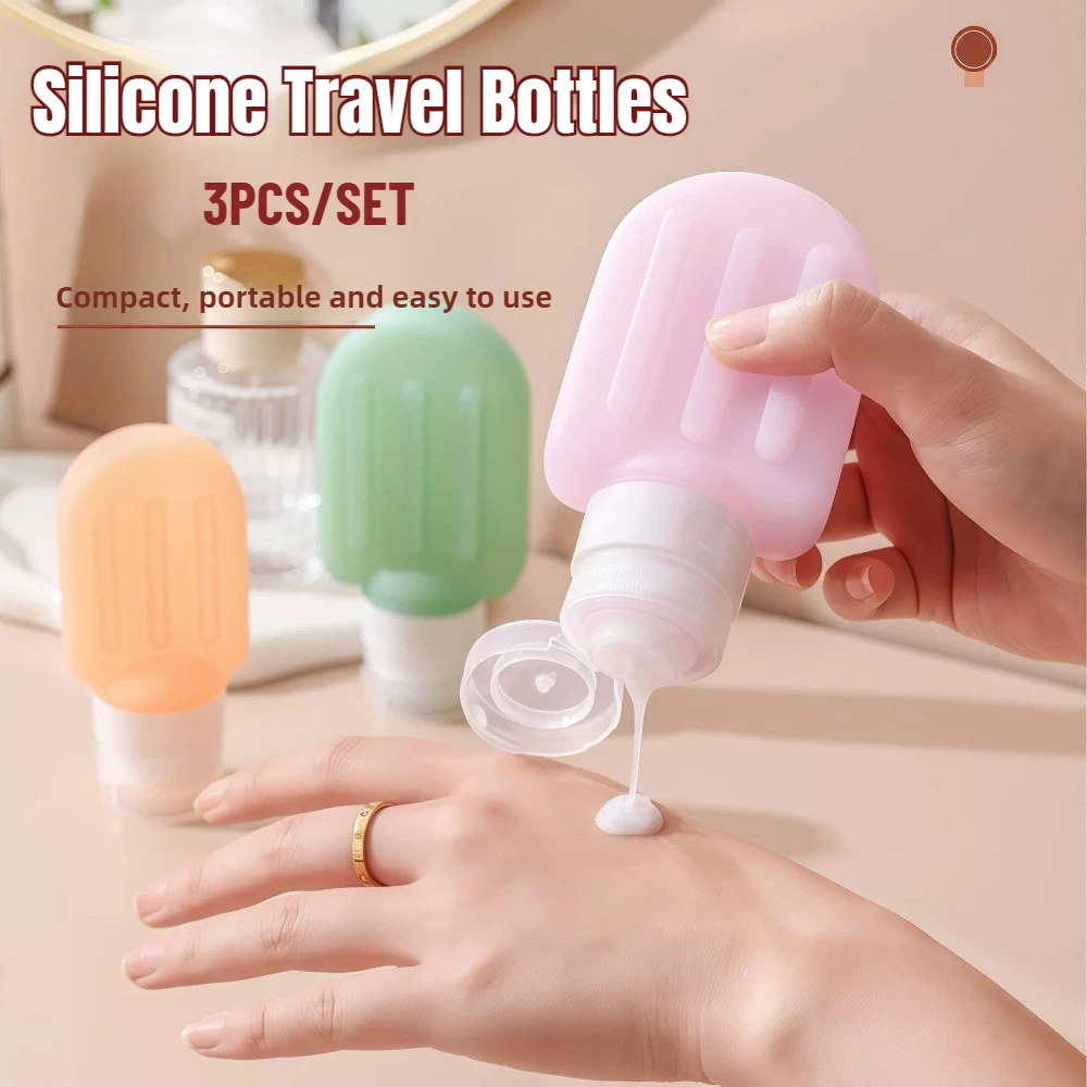 

3PCS Silicone Travel Bottle Set Empty Refillable Bottles for Lotion Toner Cream Shampoo Toiletries Cosmetic Container 60ml/90ml