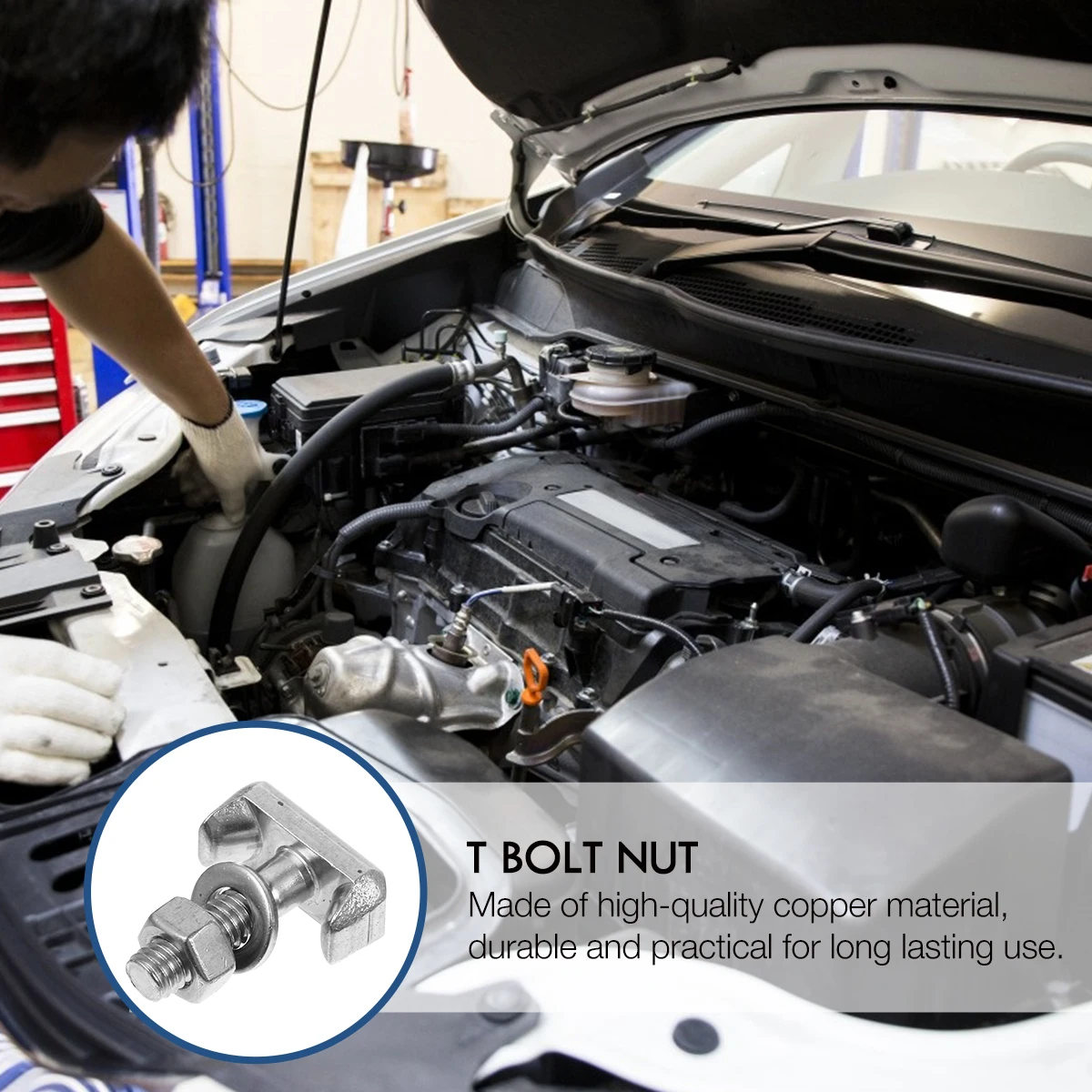 2pcs Stainless Steel T-Bolt Nut Cable Terminal Automotive Car Screw Replacement Truck Connector Hardware