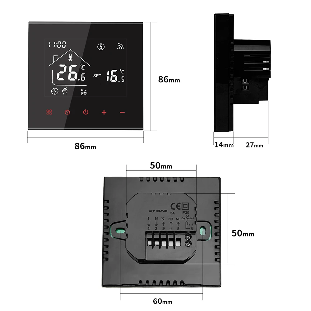 HEAT M4A Fußbodenheizungs-Thermostat Tuya WiFi/Ohne WiFi 3A 16A Elektrischer/Gas-Boiler/Wasserheizungs-Temperaturregler 1 Stück – Detail 3