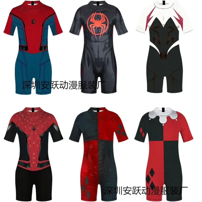 2024  Summer Outdoor Spider-man Printed Tight Children\'s Swimwear Boys And Girls One-piece Beach Clothing Marvel Cosplay Clothes