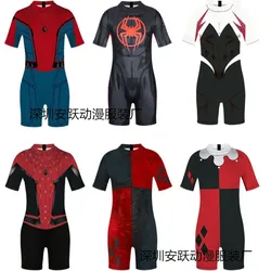 2024  Summer Outdoor Spider-man Printed Tight Children's Swimwear Boys And Girls One-piece Beach Clothing Marvel Cosplay Clothes