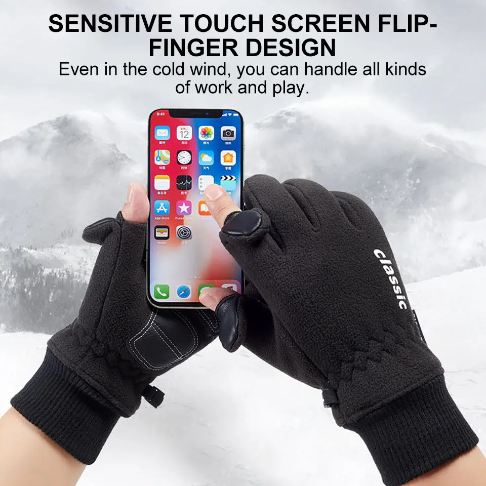 LOOGDEEL Skiing Gloves Unisex Outdoor Sports Cycling Snowboard Ski Gloves Touch Screen Comfortable Windproof Anti-slip Soft Warm