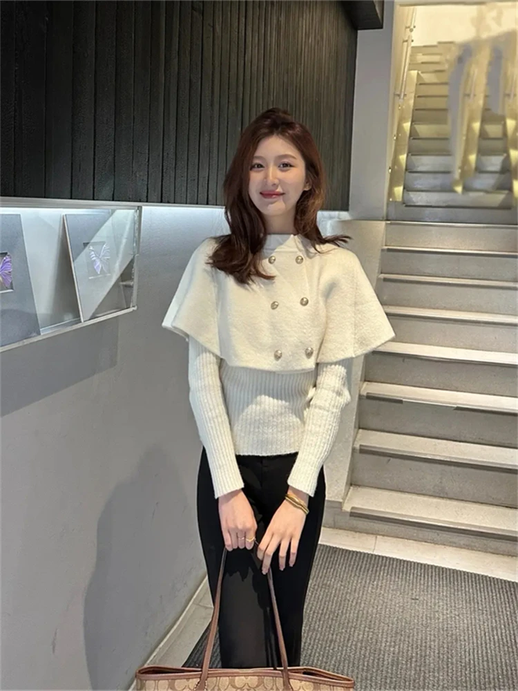 

Модный женский вязаный свитер для пригородных поездок, модный дизайн, длинная круглая повседневная верхняя одежда для женщин