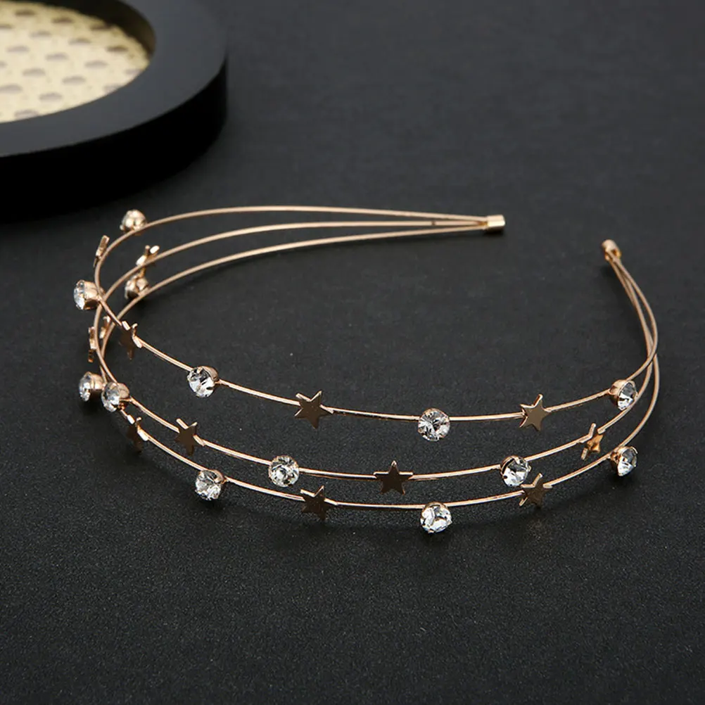 

3pcs Metal Star Moon Headbands Rhinestone Women Headdress Light Durable Wedding Banquet Party Crystal Hair Hoops Delicate
