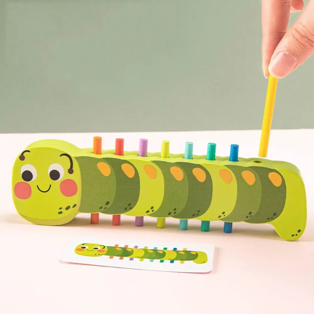 Wooden Caterpillar Color Matching Toy Color Recognition Early Learning Caterpillar Shape Sorting Toy Montessori Puzzle