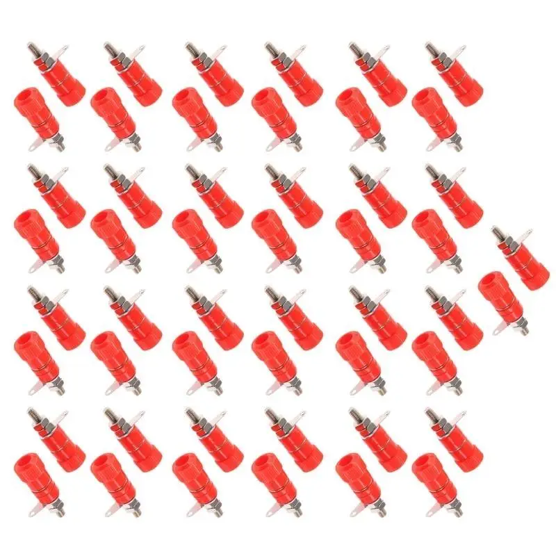 652F 50Pcs Electrical Connectors Terminals 4mm Banana Plug Socket Binding Posts Terminals for Amplifier 4mm Terminals