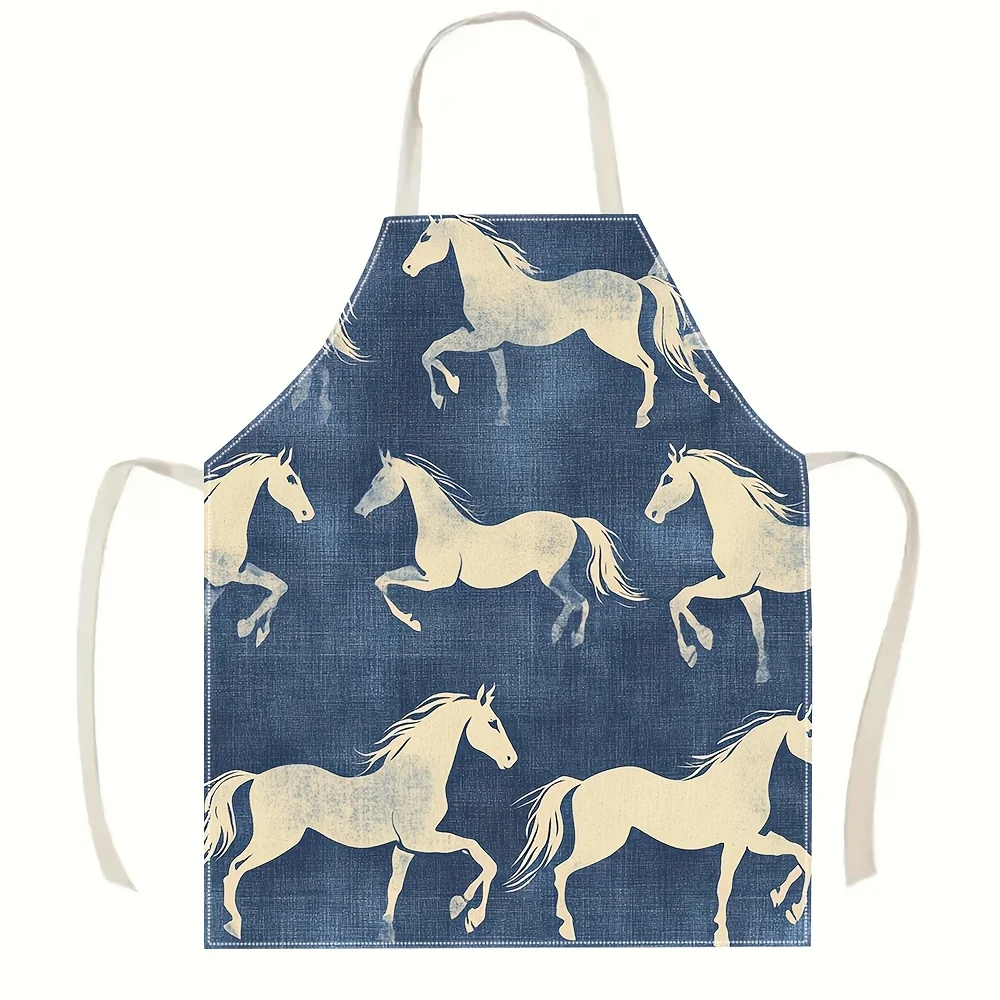 Running Horses Apron Linen Cotton Kitchen Cooking Baking Pai