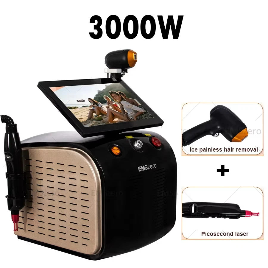 Diode Laser Picosecond Laser 2in1 3000W Diode Laser Hair Removal Tattoo Removal Machine with 3 Wavelength 755nm 808nm 1064NM