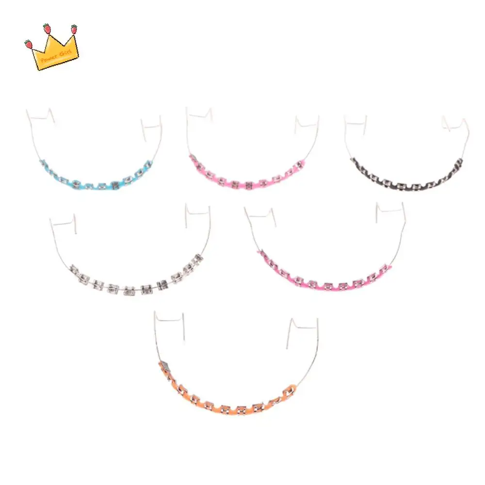 

1 Pair Colorful Temporary Tooth Decoration Dental Decorations with Metal Wires Orthodontic Ligature Ties Braces Fake Brackets
