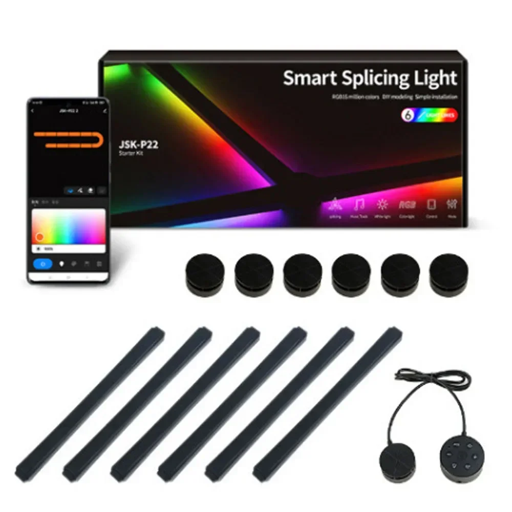 Splicing DIY Atmosphere  RGB Smart Wall  Voice Control Lamp for Esports Room Bedroom Bar Decoration Night