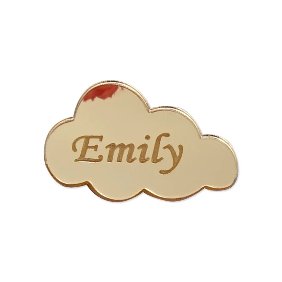 Personalisierter Wolken-Namens-Acrylspiegel-Aufkleber, Individuelles Babyparty-Namensschild, Gold-Spiegel Partydekoration 3cm 5cm
