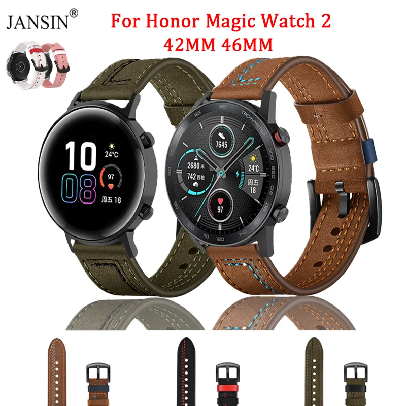 Leather Strap For Honor Magic Watch 2 42mm 46mm Replacement Watchband Bracelet For Huawei Honor Magic Watch 2 Band Accessories