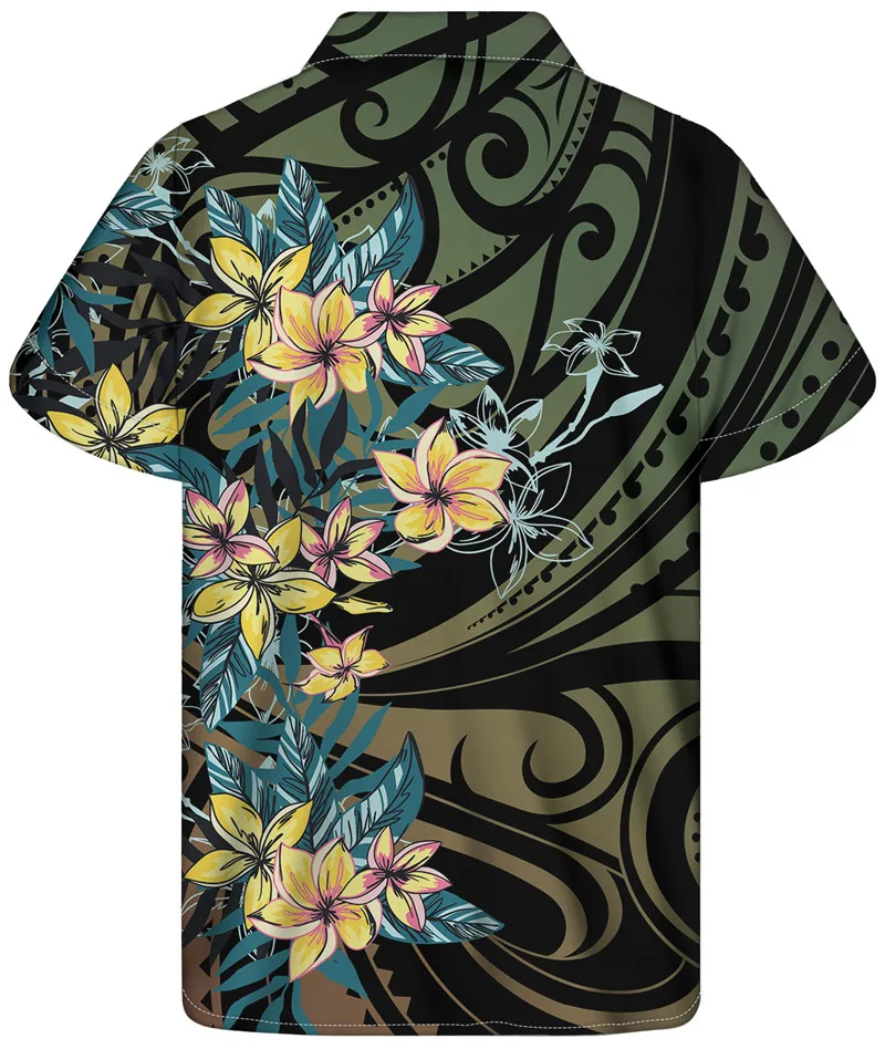 2024 Summer Men\'s Gold Stripe Printed Shirts Comfortable Tops Cheap High Quality Polynesian Tribal 5XL