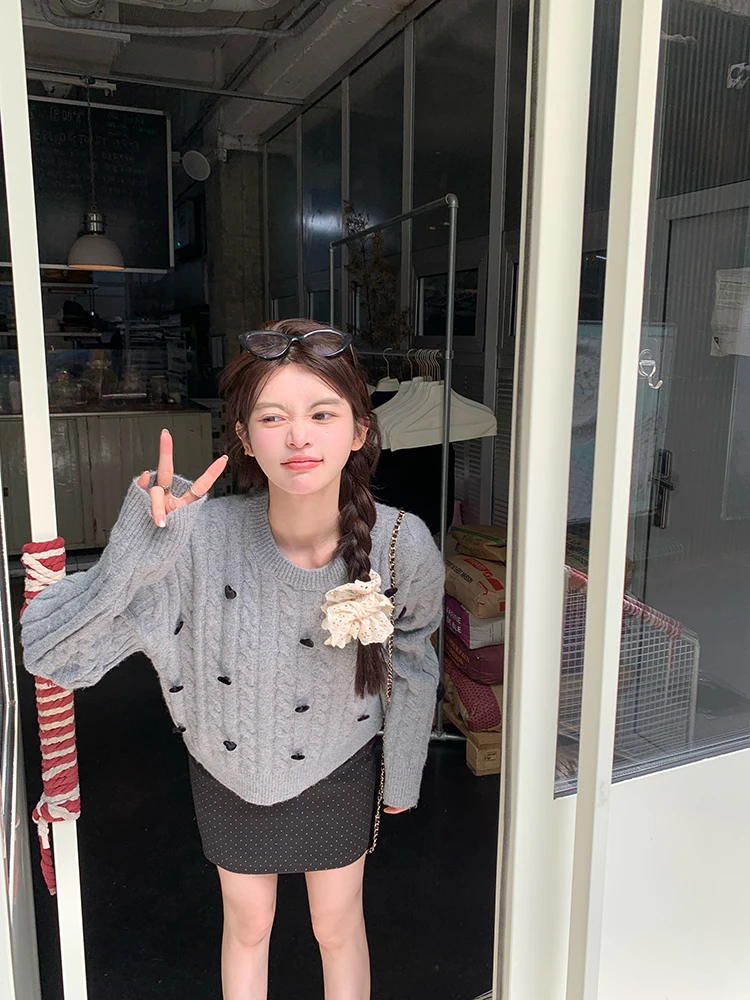 

Loose Fit round Ne Pullover Sweater ort Sle Women's Autumn Winter Warm Thiened Knitted Top Casual Sle Commute Sle