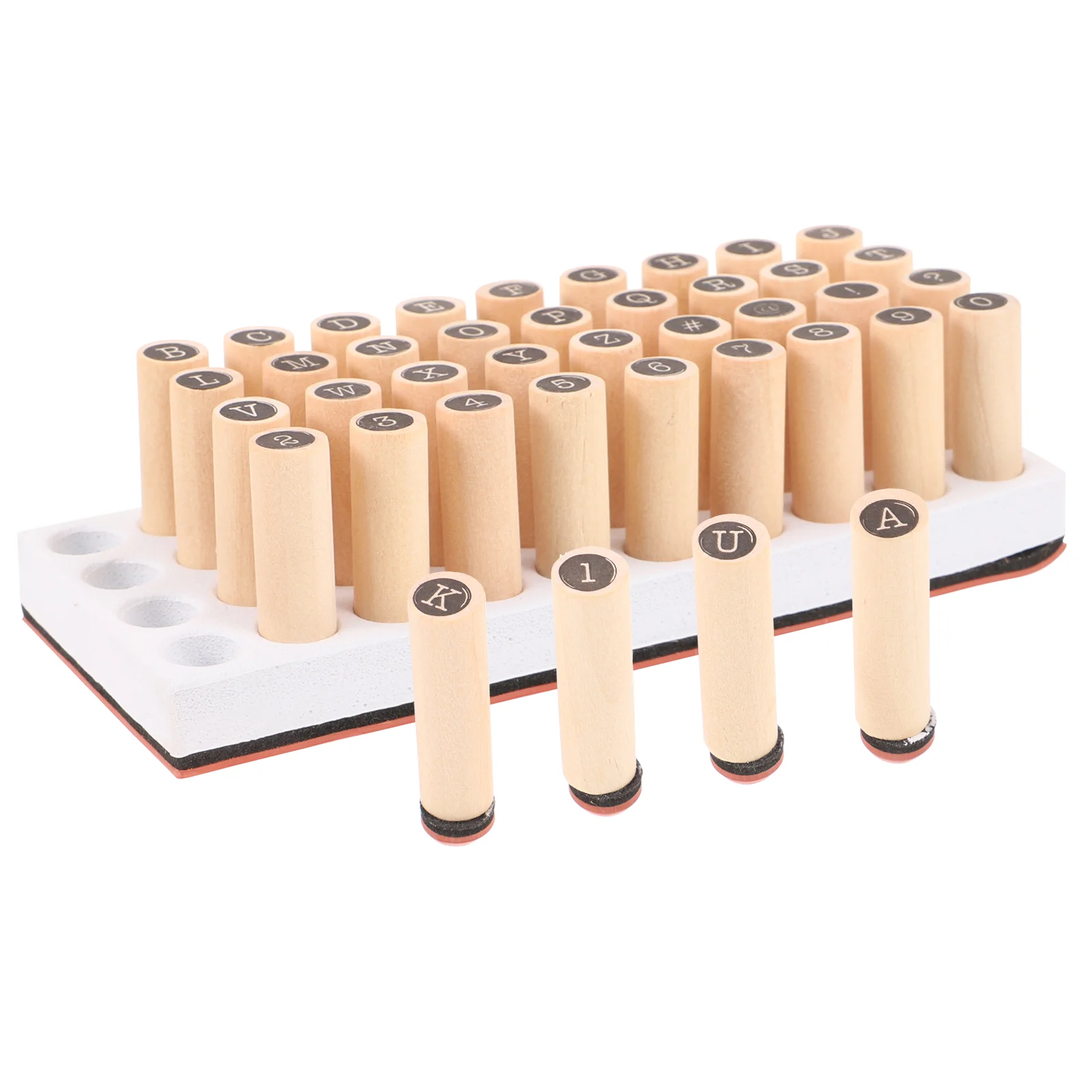 40 Pcs Mini Letter Cylinder Seal Craft Ink Stamp Wooden Number Tool Scrapbook Stamps