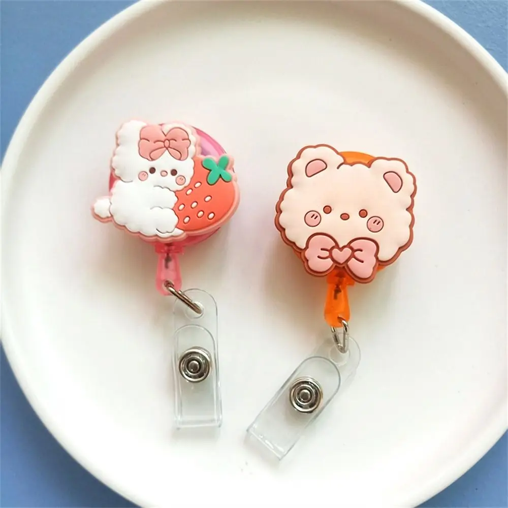 Cartoon Animals Nurse Badge Reel Bear Rabbit Name Tag Retractable Badge Holder ID Card Work Card Easy Pull Buckle Hospital Use