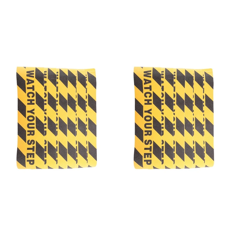 2X Watch Your Step Floor Decals Stickers 6X24 Inch Warning Sign Sticker Floor Tape Anti Slip Abrasive Tape Decal