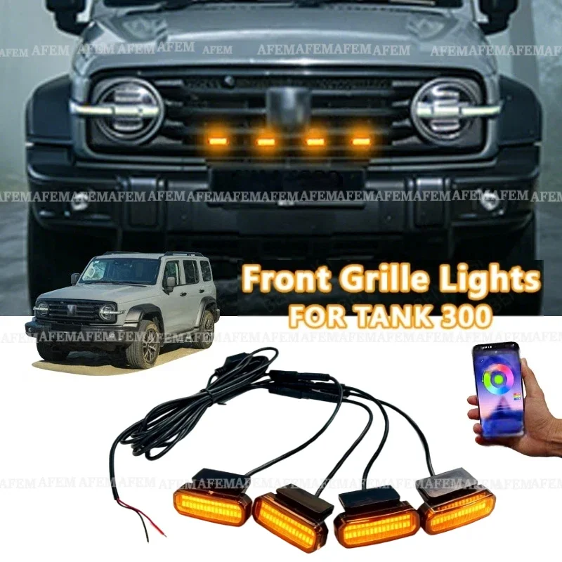 FOR TANK 300 LED Front Grille Light Car Daytime Running Light Wheel Eyebrow Lamp For Pickup Offroad 12V APP Controlled