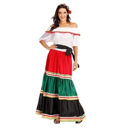 New Campus Event Day of The Dead Costume Dress Mexican Ethnic Girl Dress Long Dress Halloween Party Wear