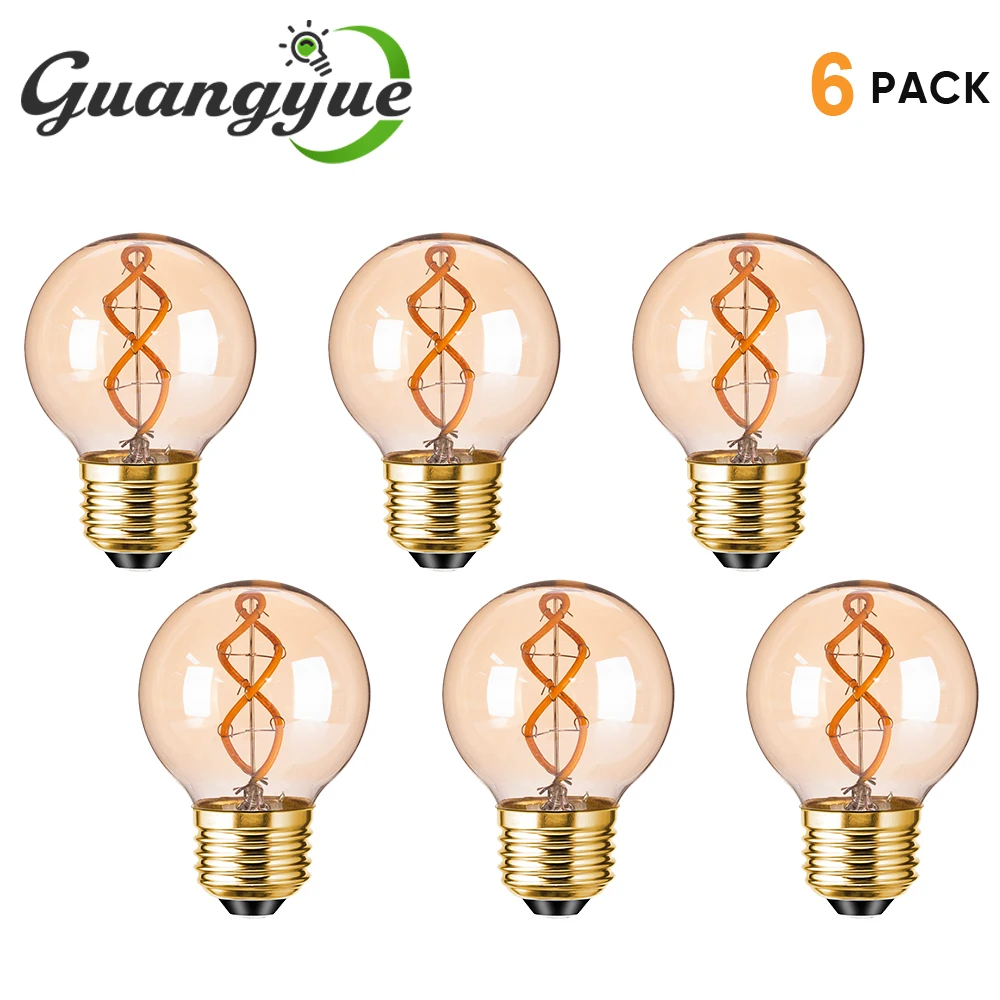 

G50 Spiral Light Bulb 3W E26 E27 Edison Filament LED Bulbs 2200K E14 E12 Globe Replacement Bulbs for Chandelier Vanity Ceiling