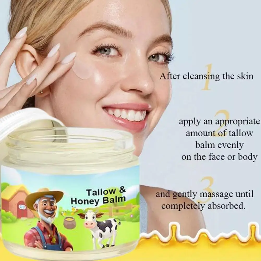 Hydrating Tallow & Honey Balm Gentle Deep Nourish Dry Rough Skin Moisturizing Soothing Nourishing Body Face Skin Repair Balm