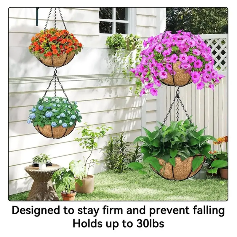 DTA4-Adjustable 4 Pack 24 Inch Metal For Hanging Basket Chain With Hooks For Hanging Plants, Flower Pot Chain For Outdoor Plante