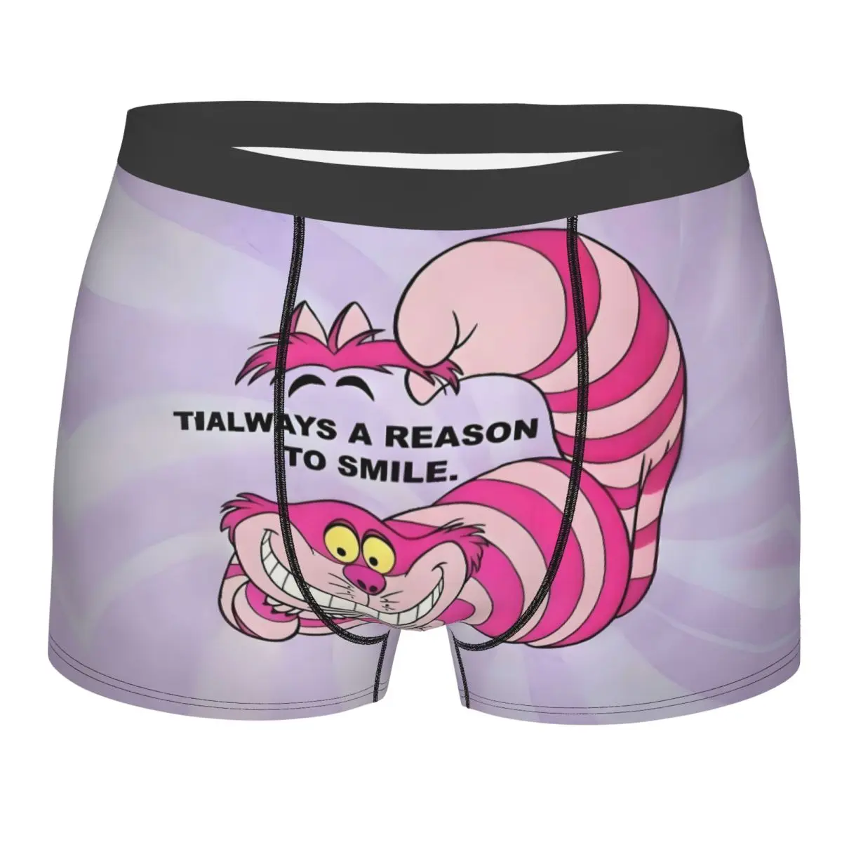

Пользовательские боксеры «Алиса в стране чудес» с чеширским котом «Просто улыбка», мужские трусы, нижнее белье, забавные трусы