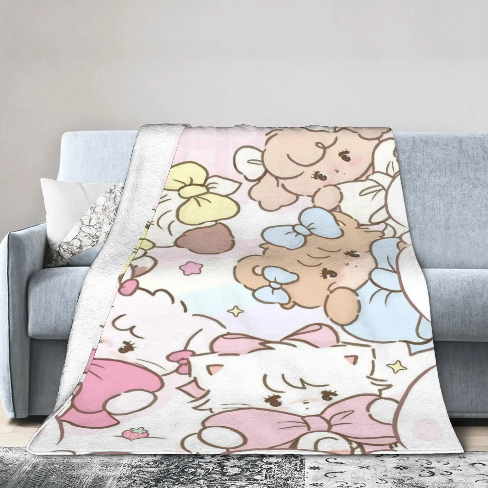 pink cartoon Mikko Mousse  Blankets Flannel  Relax Ultra-Soft Throw Blanket for Sofa Bedding Throws