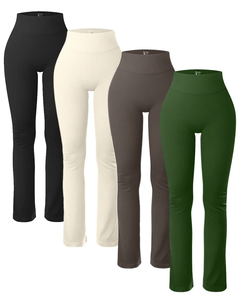 

Solid Leggings for Women Seamless Knit Yoga Pants Flared trousers High Waist Hip Liftting Tights Slim Casual Sports Leggings