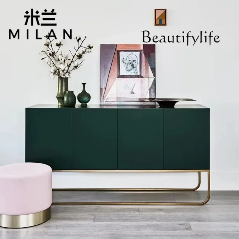 

c Nordic simple modern side cabinet dark green door cabinet light luxury paint designer style fashion