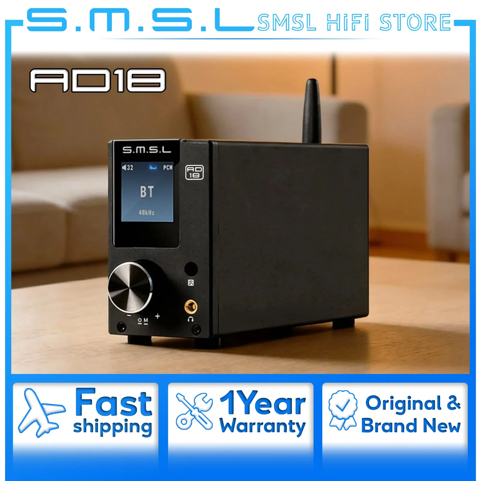 

SMSL AD18 HIFI аудио стерео усилитель поддерживает Bluetooth4.2 Apt-X DSP ЦАП 80 Вт * 2 класс D интегрированный полностью цифровой усилитель мощности звука