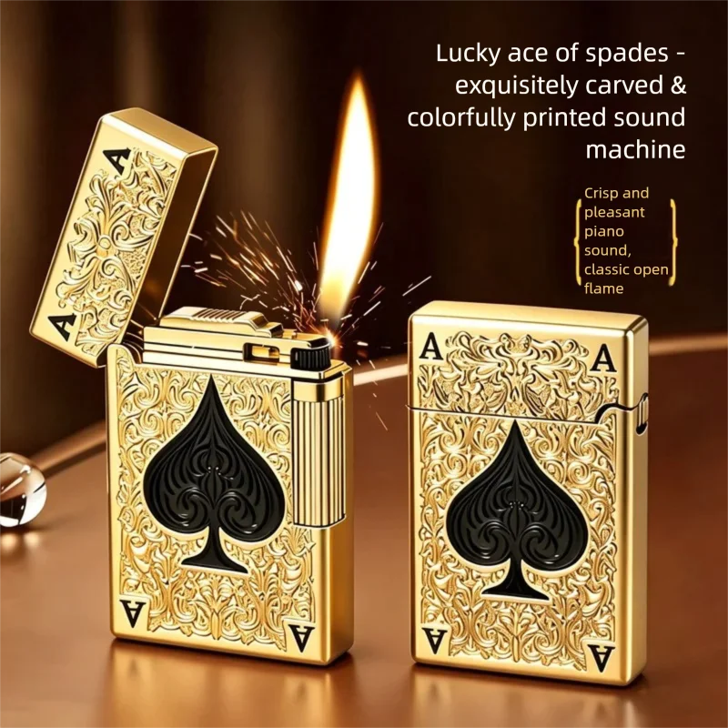 Inflatable side pulley with loud sound, straight to the metal minimalist lighter, windproof, light luxury gift