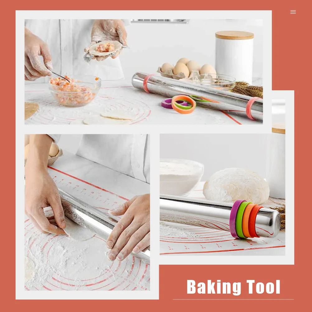 

Rolling Pin Stainless Steel Non-Stick Dough Roller For Baking Kitchen Pastry Pizza Fondant Chapati Tool Adjustable Rolling