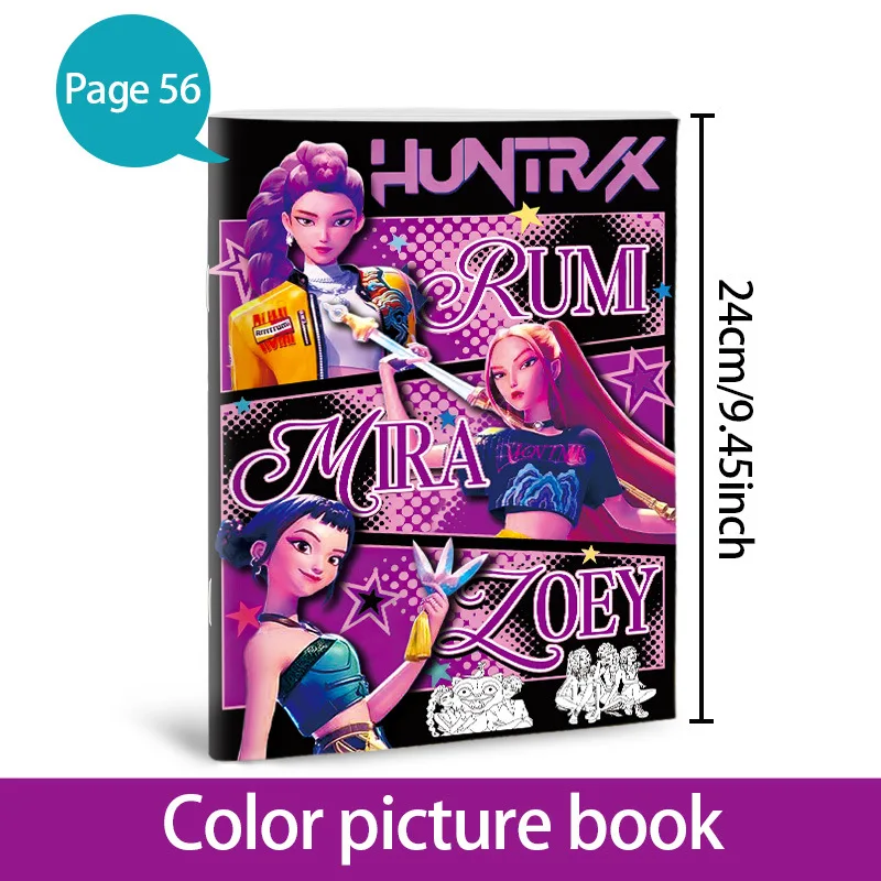 56 Page Cute Anime Coloring Book, Kids Cartoon Sketchbook, Surrounding Drawing Notebook for Boys Girls Learning Stationery