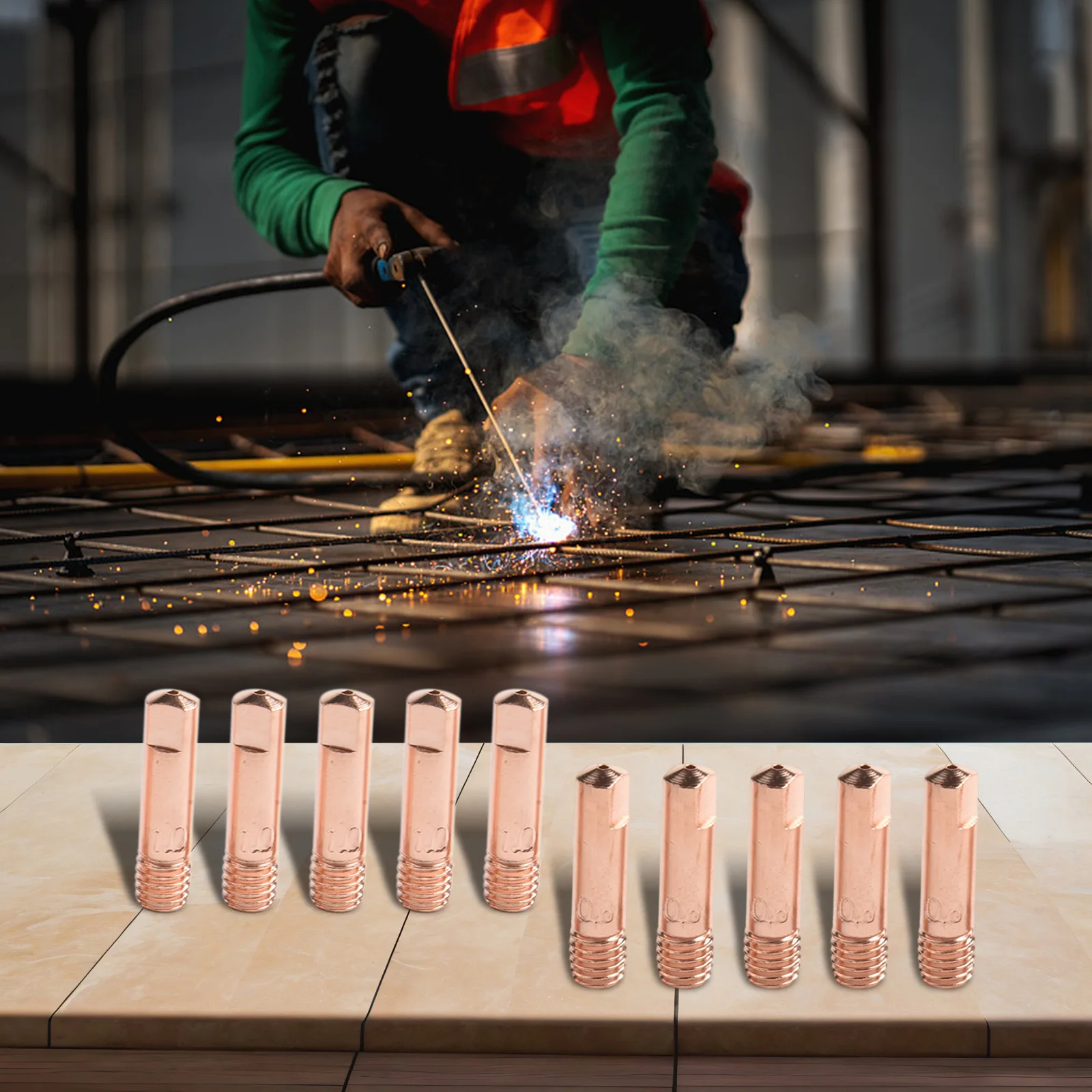 

Professional Grade Copper Welding Contact Tips Complete Set of Ten for Improved Performance in For Mig Applications