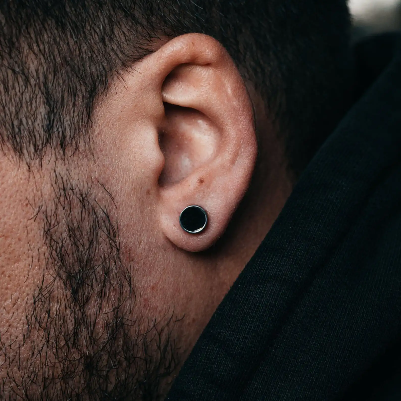 Punk Titanium Steel Men's Earings Round Black Oil Drip Stud Earrings For Men Hiphop Stainless Steel Ear Accessories Jewelry Gift