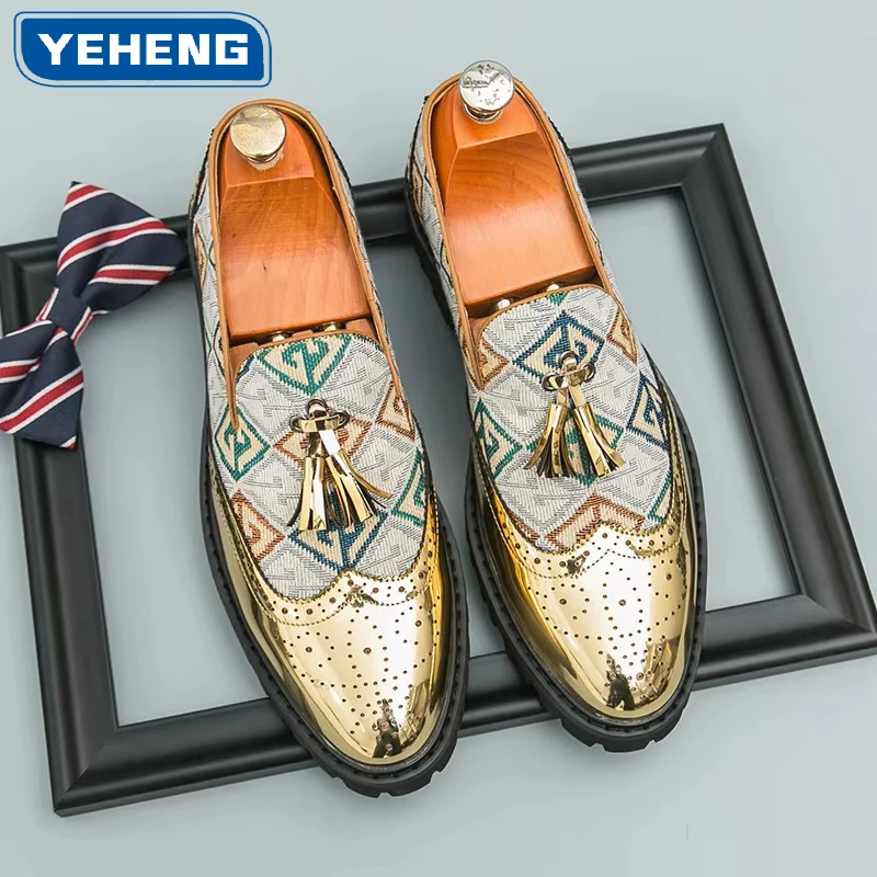 Designer Casual men's shoes Tassel and color blocking design styles Leisure Party Outdoor Fashion     Brock Social Wedding Shoes