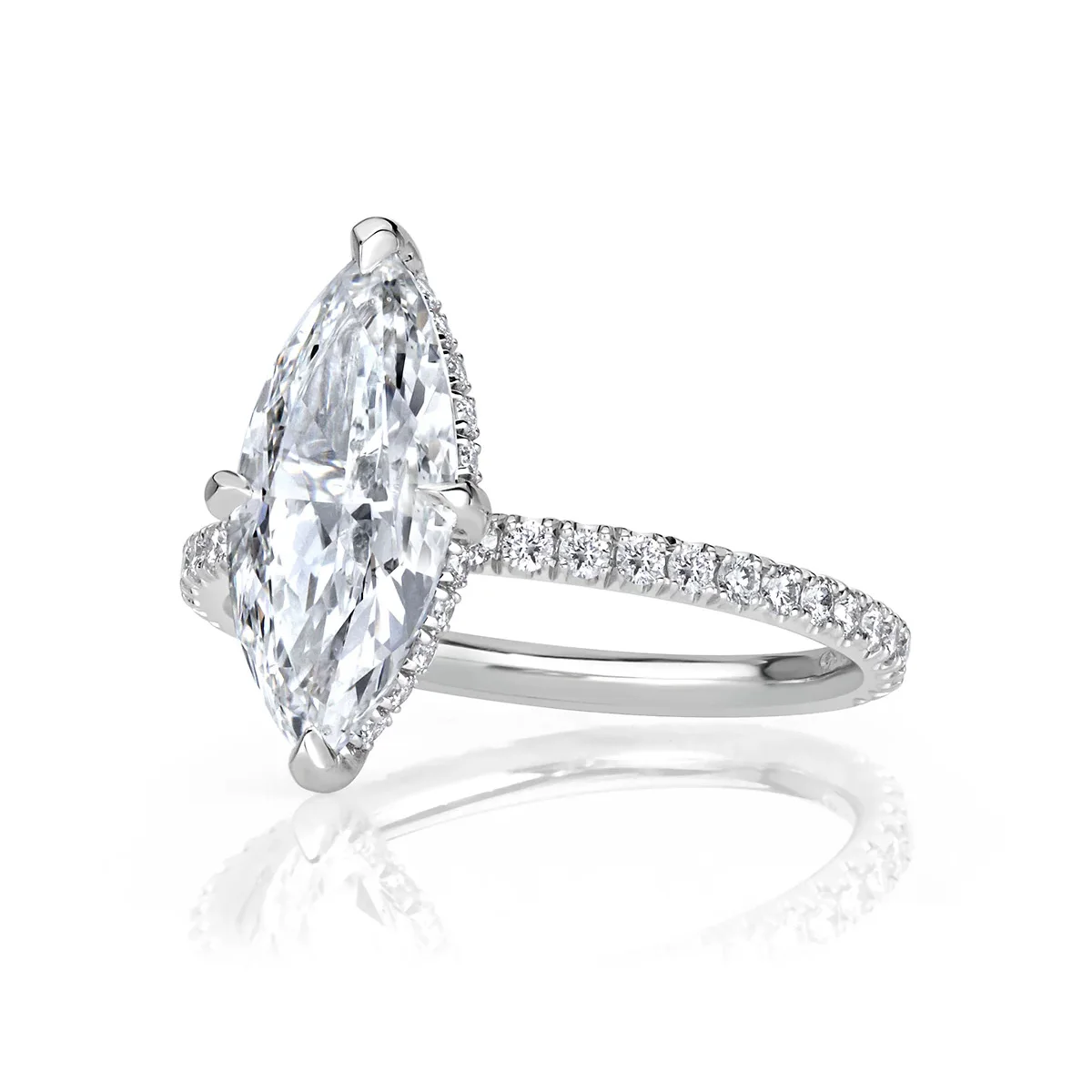 Marquise and Round Lab Grown With Zero Emissions Diamond Ring Classic 9K/14K/18K White Gold Halo Style Engagement Ring For Women